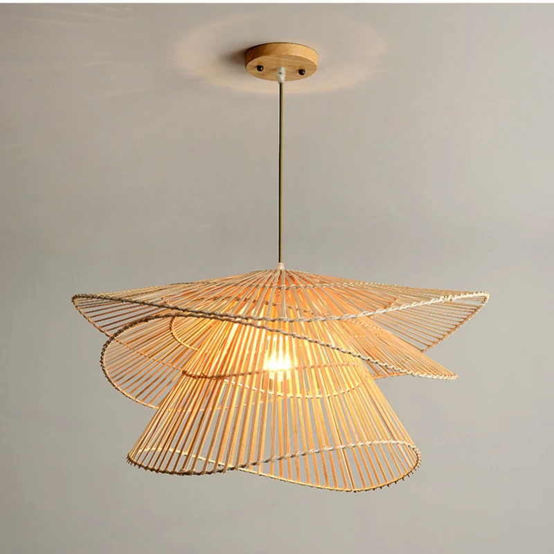 

New Creative Rattan Pendant Lights Dining Living Room Suspension Luminaire Chandelier LED Home Decor Bamboo Wicker Ceiling Lamp