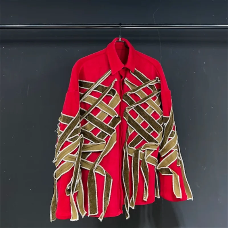 

[Под заказ] большой красный вельветовый топ на весну и осень, новинка 2024, стирка, оригинальный дизайн, свободная версия