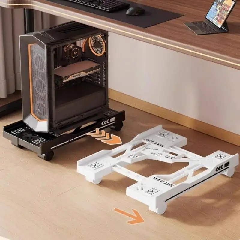 조절 가능한 컴퓨터 타워 스탠드, 이동식 PC 홀더, 바퀴 달린 CPU 카트, 책상 아래 수납 랙 (사무실/게임용)