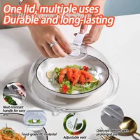 【S】Couvercle anti-éclaboussures pour micro-ondes, couvercle de chauffage pour four domestique, couvercle transparent pour assiette, poignée, ustensiles de cuisine 1