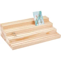 1pcs 4-Tier Wood Jewelry Display Stand Wooden Earring Organizer Holder with Grooves Jewelry Showcase Rack for Rings Earring 1