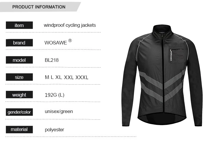 WOSAWE Cycling Jackets Summer Bicycle Jackets Windbreaker Lightweight MTB Sports Windbreaker Outdoor Sunscreen Riding Equipment