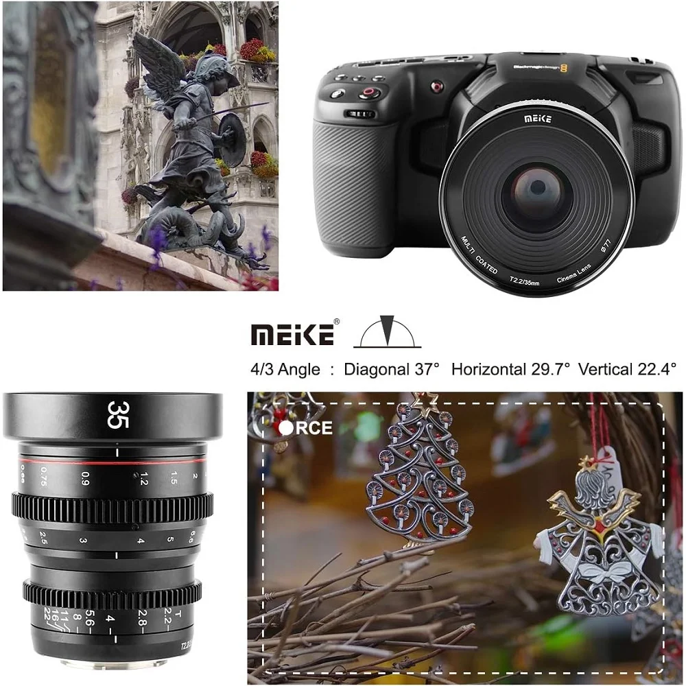올림푸스 파나소닉 루믹스 M4/3 마운트 OM-D E-M5 E-M1 EM 10 마크 ii iii GH5 GH6 G85 BMPCC 4K용 메이케 35mm T2.2 시네마 렌즈