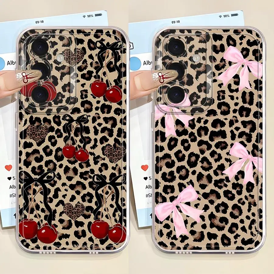 Leopard Print Bow Phone Cover Case