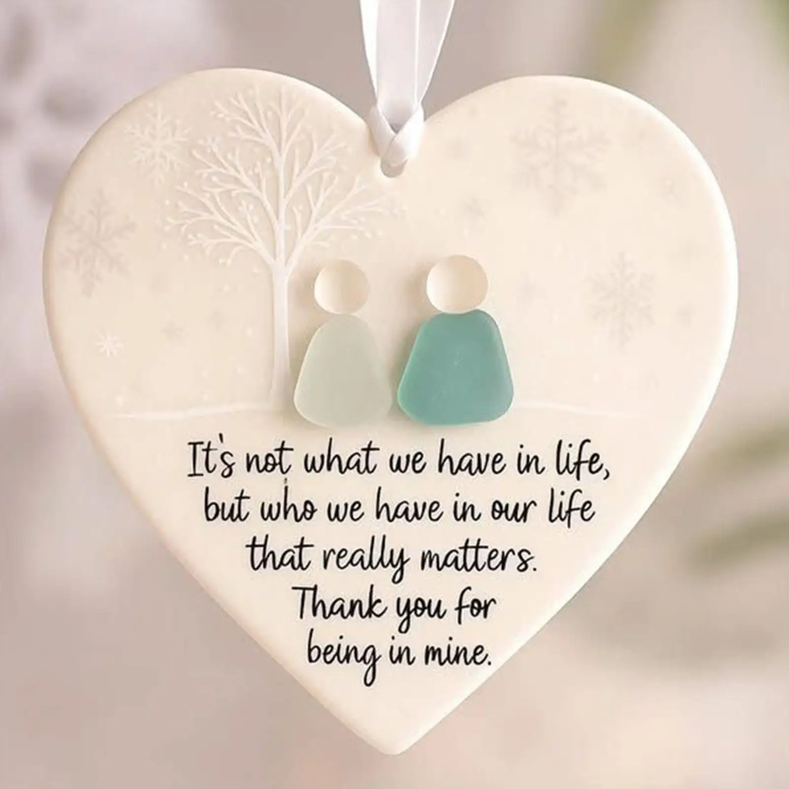 NEW Ceramic Heart Ornament 2025 Hangable Christmas Tree Ceramic Love Heart Ornament for Window Wall decoration