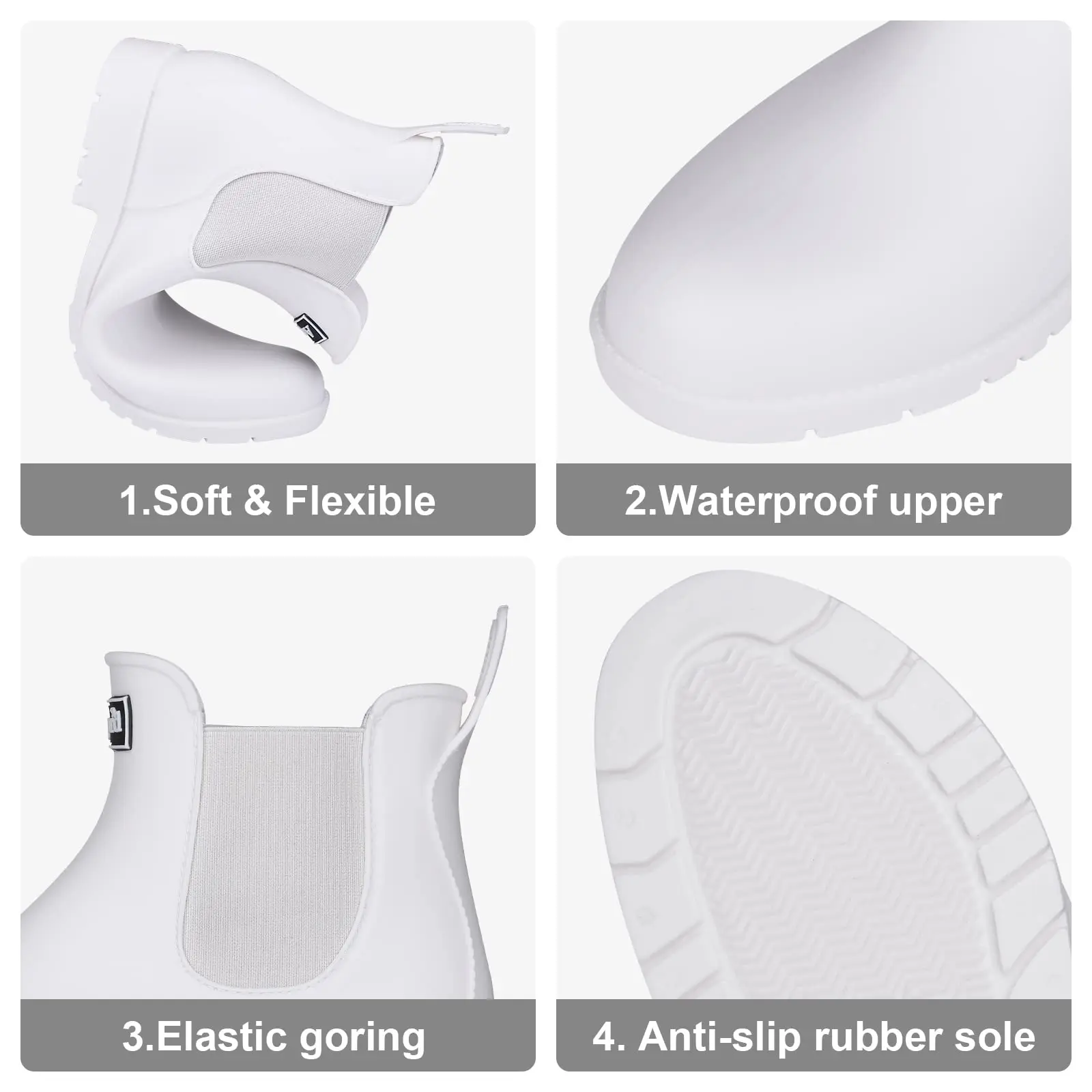 Pallene Women's Rain Boots Wear-Resistant Rubber Booties Outdoor Non-slip Boots Soft Short Ankle Rain Boots Waterproof Home Shoe