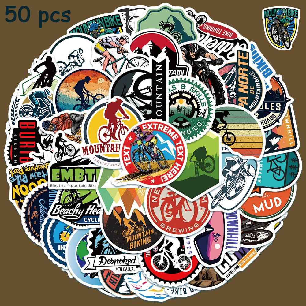 50pcs Classics Mountain Bike Stickers Waterproof Vinyl Laptop Guitar Skateboards Luggage Stationery Stickers Decals сборник 100 best guitar classics 6cd