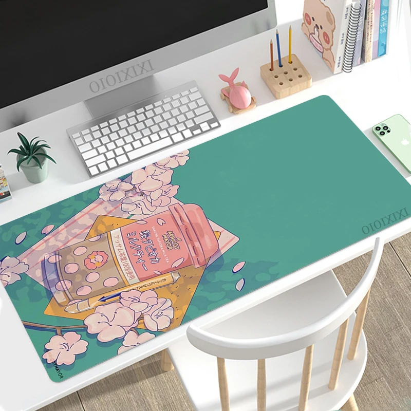 Cute Anime Matcha Green Mouse Pad Gaming Xl Hd New Mousepad Xxl Keyboard Pad Mousepads Soft Carpet Non-Slip Pc Desktop Mouse Pad