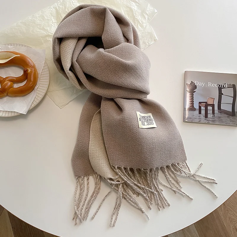 

Luxury Brand Autumn Thick Shawls Fashion Two-Sided Wrap Scarves Female Cashmere Warm Bandana Winter 200X70CM Fringe Large Scarf