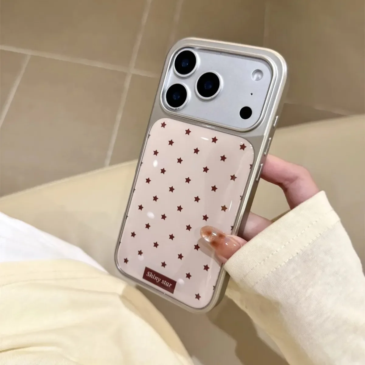 Full Screen Star Electroplated Drip Glue Phone Case with Y2K Design