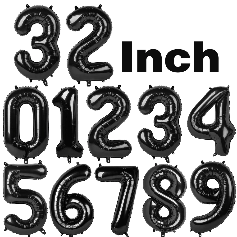 32 Zoll Schwarze Zahlen-Folienballons 0-100 für Erwachsene und Kinder, Geburtstagsfeier, Jubiläum, DIY-Party, Fotohintergrund, Ballonzubehör – Detail 10