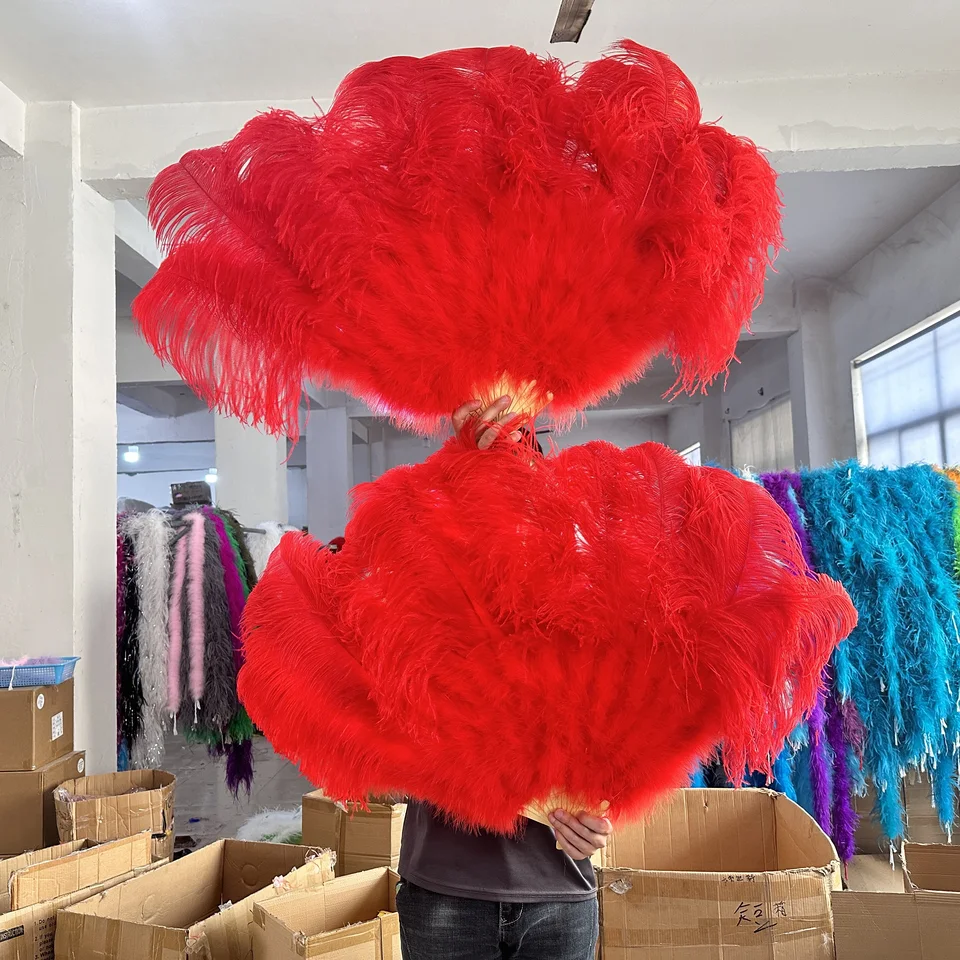 Pink Purple Ostrich Feathers Fan 13Bone Plumages Fans Foldable Stage Show  Performance Dance props Crafts Fan with feather - AliExpress