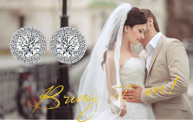 Moissanite earrings close-up