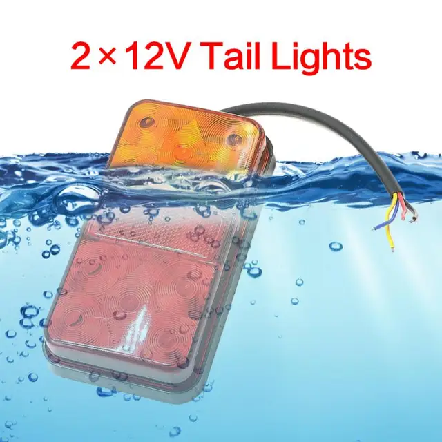 1Pair 12V Durable Rear Stop LED Lights Tail Brake Indicator Truck Van Lamp Trailer Light Waterproof For Trailer Caravans Boats
