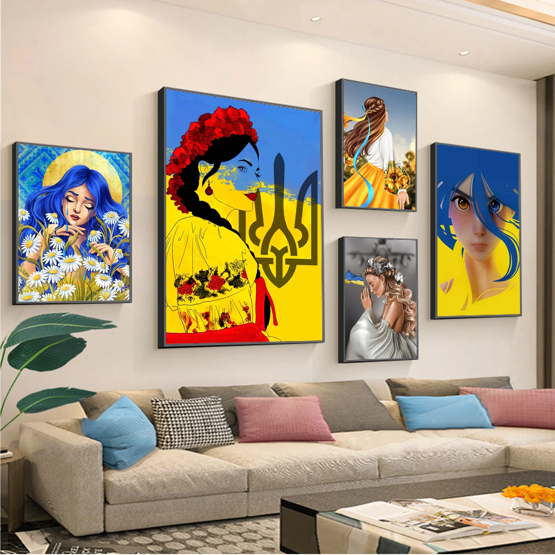

Ukraine Flag Girl Pattern Classic Vintage Posters Vintage Room Home Bar Cafe Decor Aesthetic Art Wall Painting