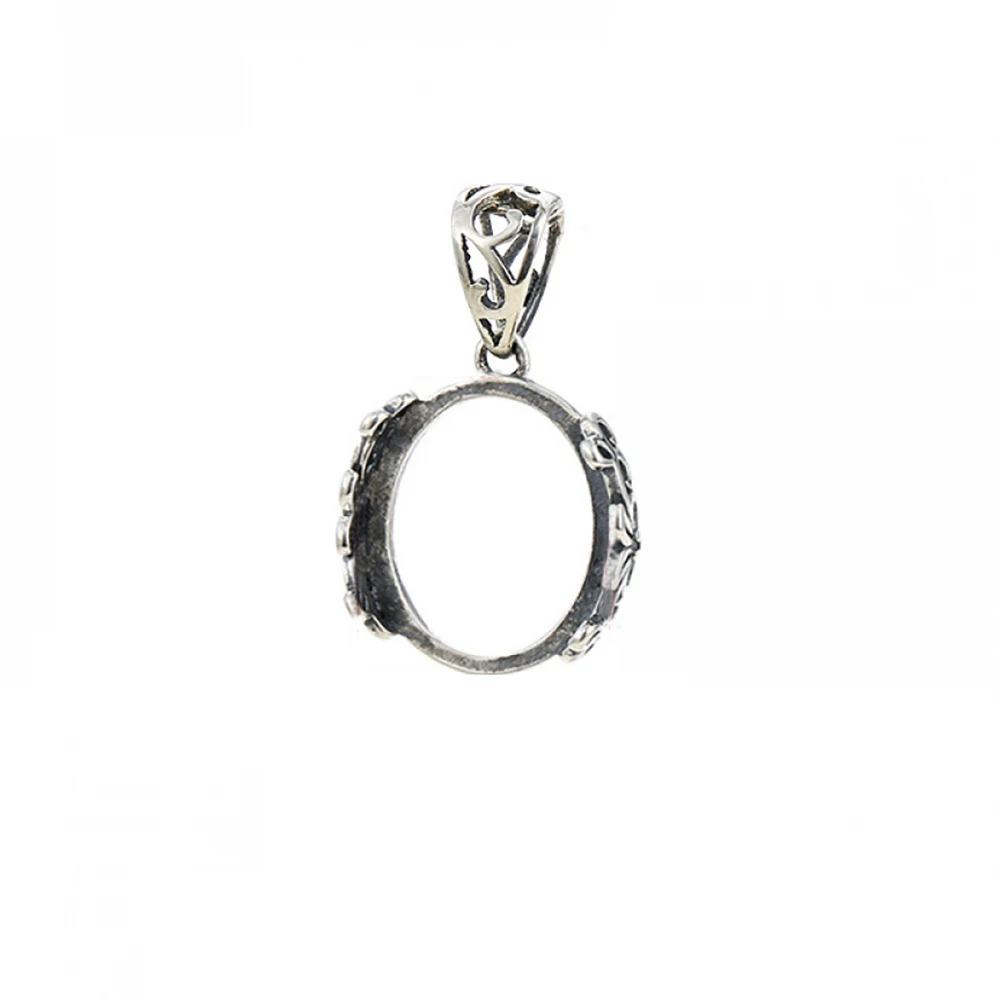 New 925 Sterling Silver DIY Pendant Charm Tray Cameo Base Oval Cabochon DIY Pendant Necklace Making Jewelry Pendant Holder
