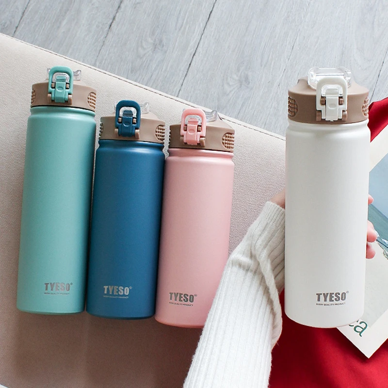 패션 530/750ml 보온병 머그잔 빨대 스테인레스 스틸 단열 스트레이트 컵 물병 텀블러 보온 컵 1pcS