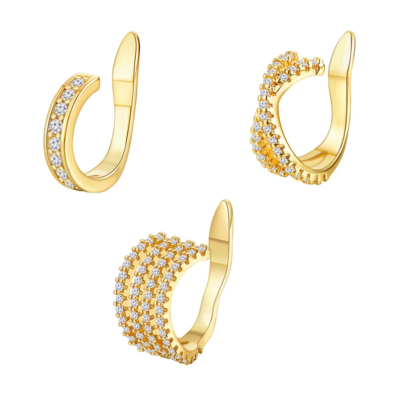 Ear Clip Earrings Clip Earrings Ear Clip 3 pieces of 316 l stainless steel Mosaic zircon fashion lady ear clip