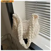 Sac bandoulière HOMEFISH avec design plissé, sac à bandoulière à carreaux brodés, sacs sous le bras, sacs fourre-tout matelassés simples de grande capacité 4