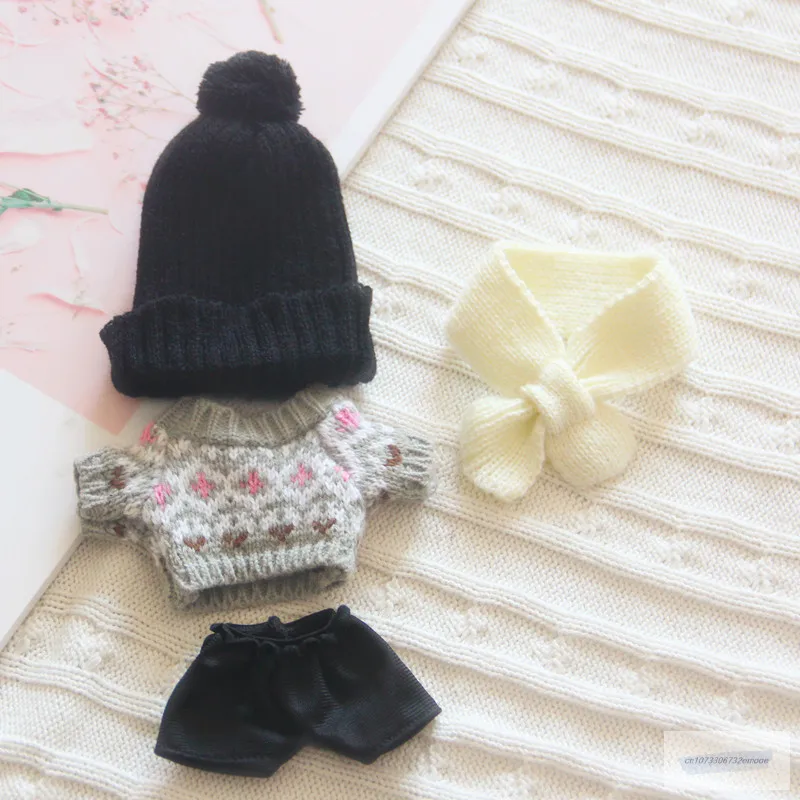 

20cm Doll Baby Clothes Cute pants suit Knitted hat Sweater Plush EXO Hat Doll Body-Shape Children's Gifts Birthday Plush Toy