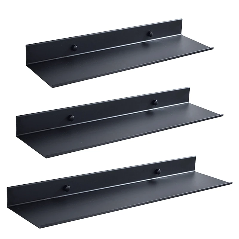 Metal Aluminum Alloy Black Storage Rack Bedroom Hanging Floating Shelf Bedroom Shelves Wall Storage Rack Living Room Decoration