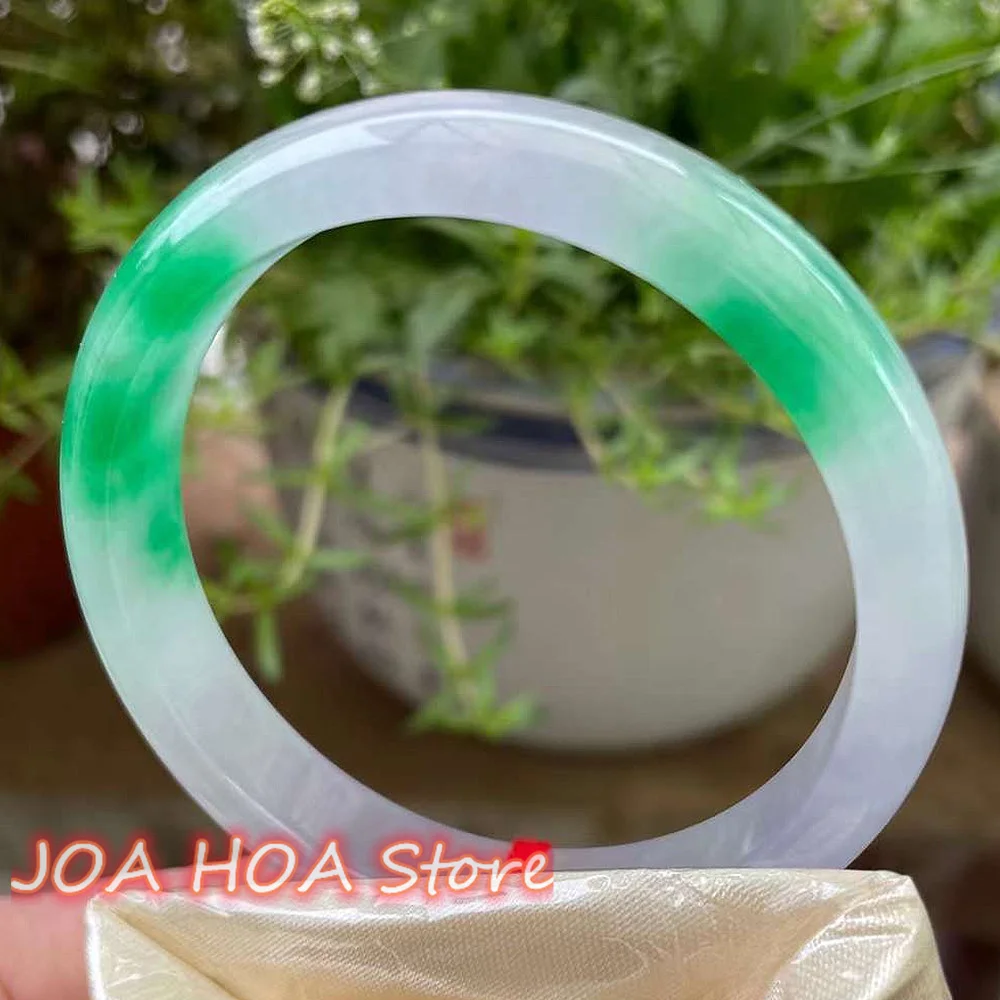 New Natural Ice Glutinous Floating Green Flower Bracelet Original Ecological Pattern Bangle Superior Aura Handring Fine Jewelry