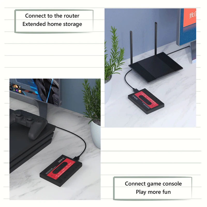 2.5inch SATA HDD Enclosure 6Gbps 6TB USB3.0 Laptop SSD Convert Box Retro Cassette Hard Drive Disk External Case for Notebook PC 5