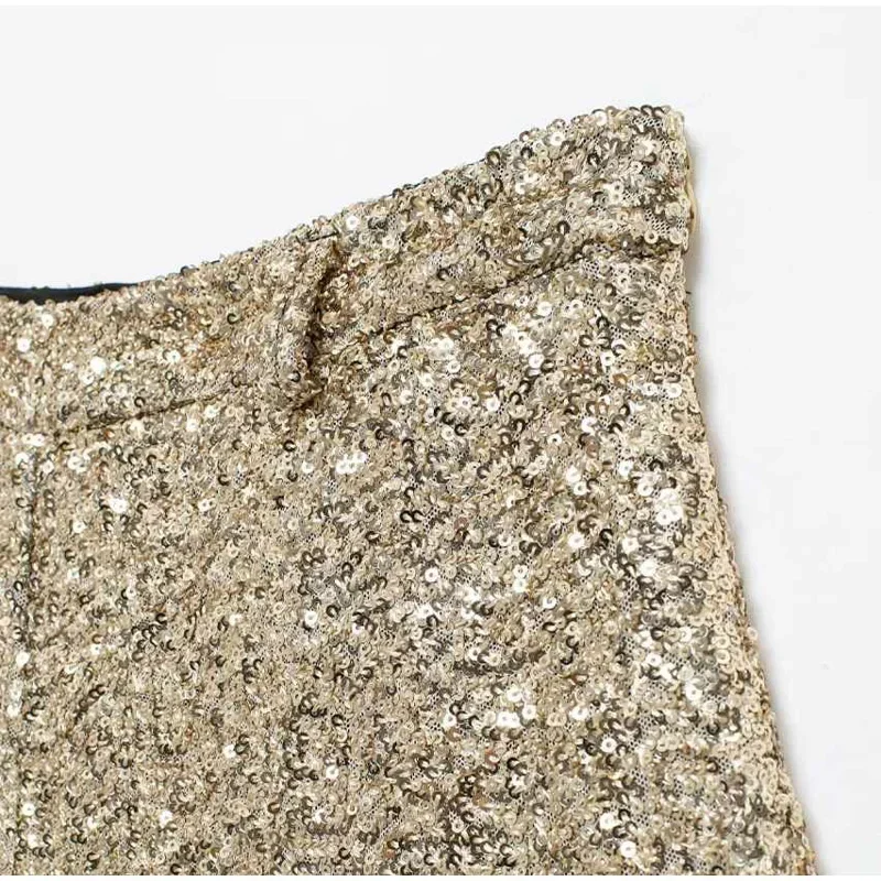 Y2K Sequin High Waist Shorts Women Fashion Lady Solid Shiny All-matching Short Pant 2025 Spring Summer Female Glitter Streetwear