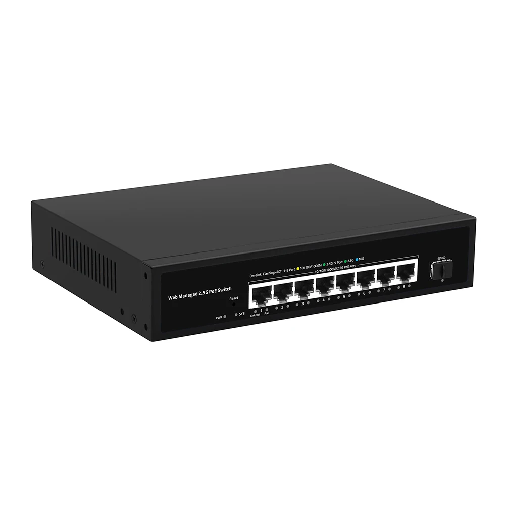 GoodTop 2.5Gb Web Managed PoE Switch Smart 8 Port 2.5GBASE-T with
