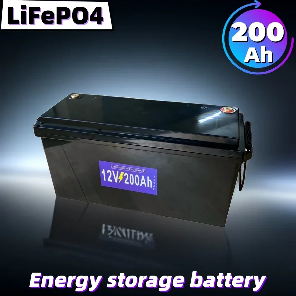 

LiFePo4 Battery 12V 200Ah Grade A Lithium Iron Phosphate Rechargeable Battery Bulit-in BMS For Home Energy RV Camping Boats