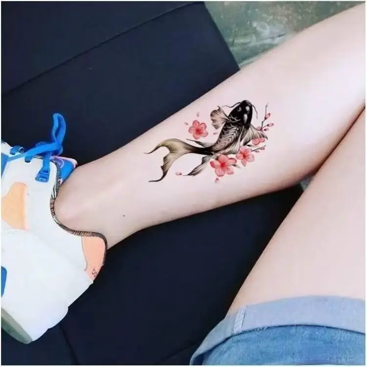Koi Carps Fake Tattoo for Woman Man Arm Art Tattoo Sticker Goldfish Temporary Tattoos Waterproof tattoo sticker temporary tattoos