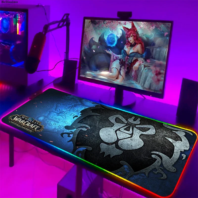 Pad esteso World of Warcraft RGB Gaming Mouse Pad tappetino per Computer Pc Gamer Large Play Pad retroilluminazione Mousepad Gamer accessori