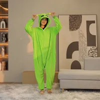 Unisex Alien Onesie Cosplay Pajamas Halloween Costume Winter Adults Kigurumi Unicorn Animal Sleepwear Green Flannel Nightwear 4