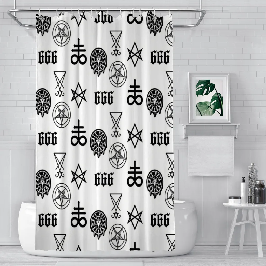 Satanic666BaphometSigilLuciferHexagramLeviathanBathroomShower