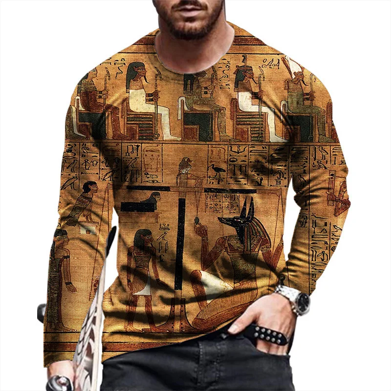 Egyptian Hieroglyphs 3D Printed Long Sleeve T Shirt