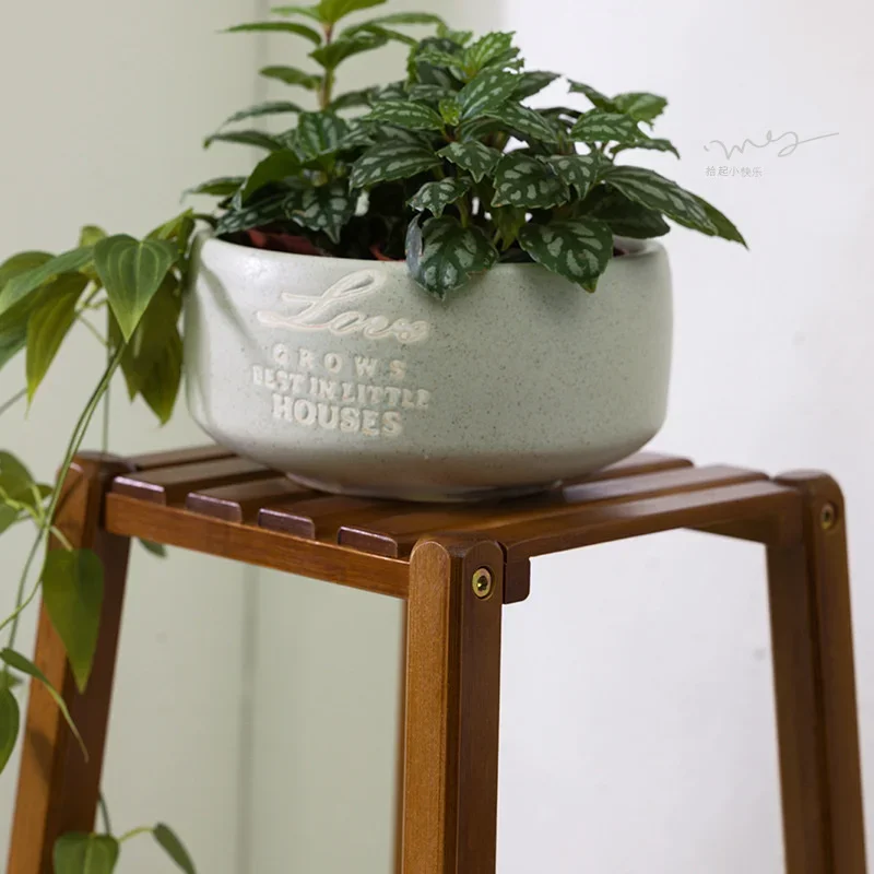 Solid Wood Multi-Layer Plant Shelves Indoor Succulent Storage Rack Bamboo Flower Pot Stand for Living Room or Balcony Decor