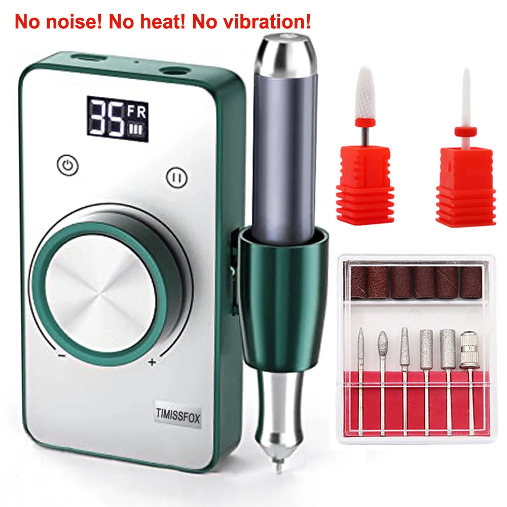 Nail Drill Machine Rechargeable Wireless Nail Sander Electric Manicure Set 35000RPM For Gel Polish nail drill bit,nail drill handpiece