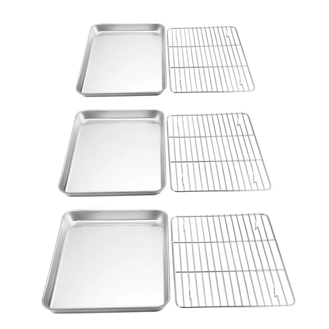 Stainless Steel Baking Sheet Cookie Pan with Wire Rack Set for Oven and  Dishwasher Non Toxic Heavy Duty Cooling Rack Set - AliExpress