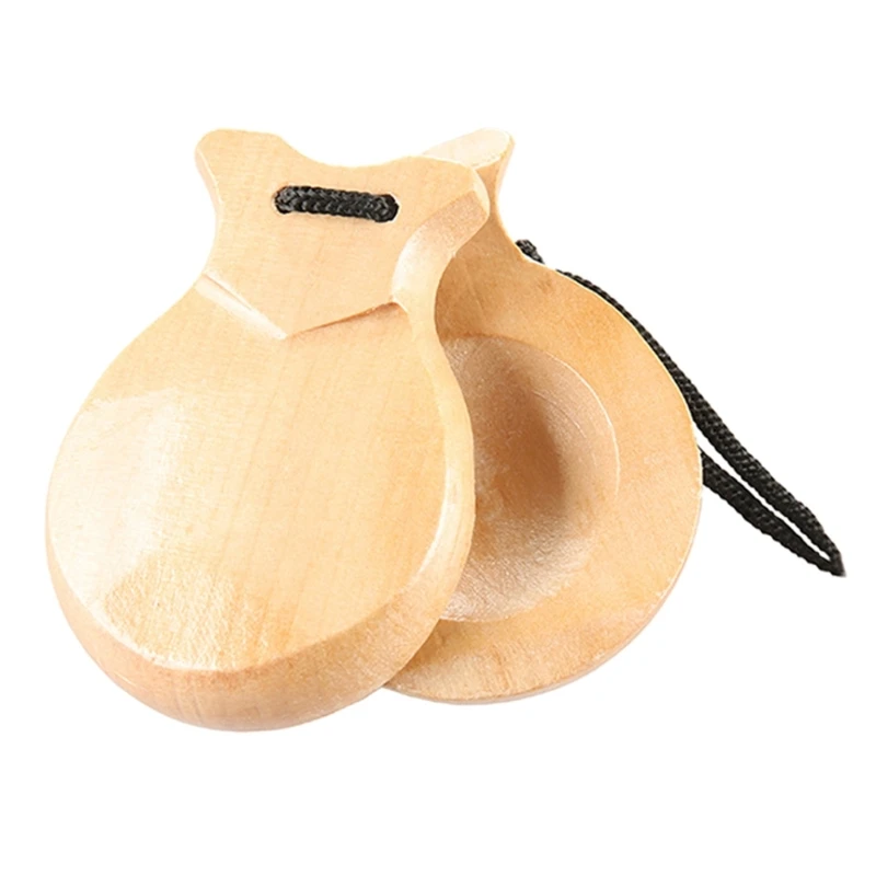 Description Picture 4 of item2024 New 2 Pcs Spanish Castanets Flamenco Dance Castanets with String Hand Clappers Children Percussion Musical Instrument
