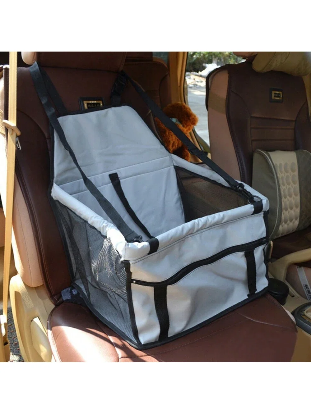 1pc Oxford Cloth Car Pet Dog Basket For Car Front Seat, Waterproof, Scratch-Resistant And Wear-Resistant, With Clip
