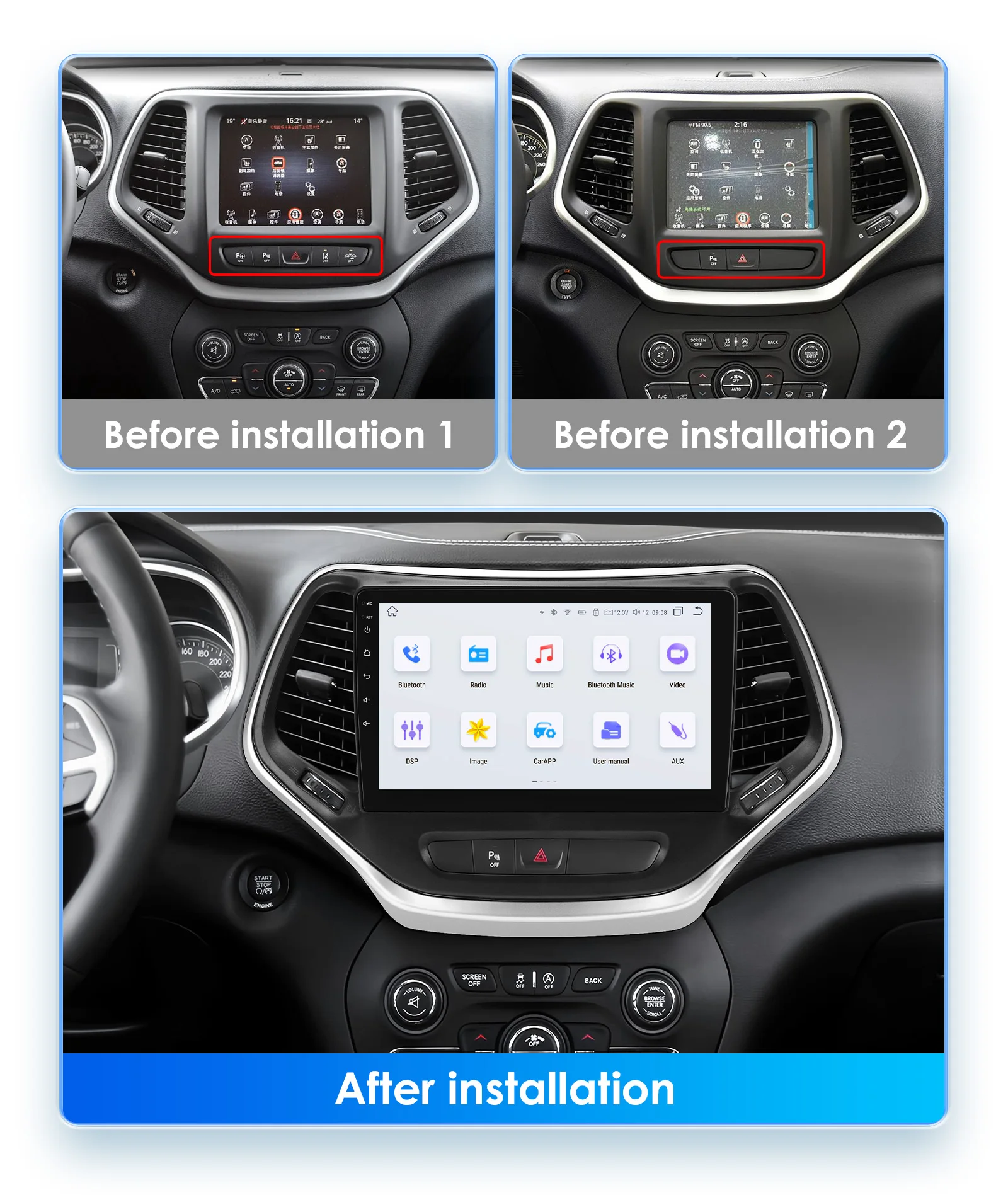 Hizpo Pantalla QLED AI de 10,1 pulgadas, sistemas inteligentes para coche, para Jeep Cherokee 5 KL 2013 - 2018, reproductor estéreo RDS, Multimedia, CarPlay, Android, Auto, DSP, cámara 360 7