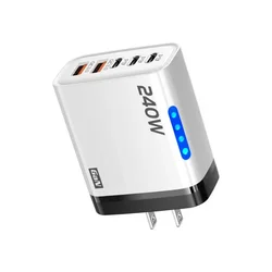 5 - in - 1 GaN 240W Fast Charging USB - C Desktop Charger Adapter - White US