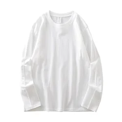 Men's Pure Cotton Solid Color Crew - Neck Long Sleeve T - Shirt - XXXL (95 - 105kg) (White)