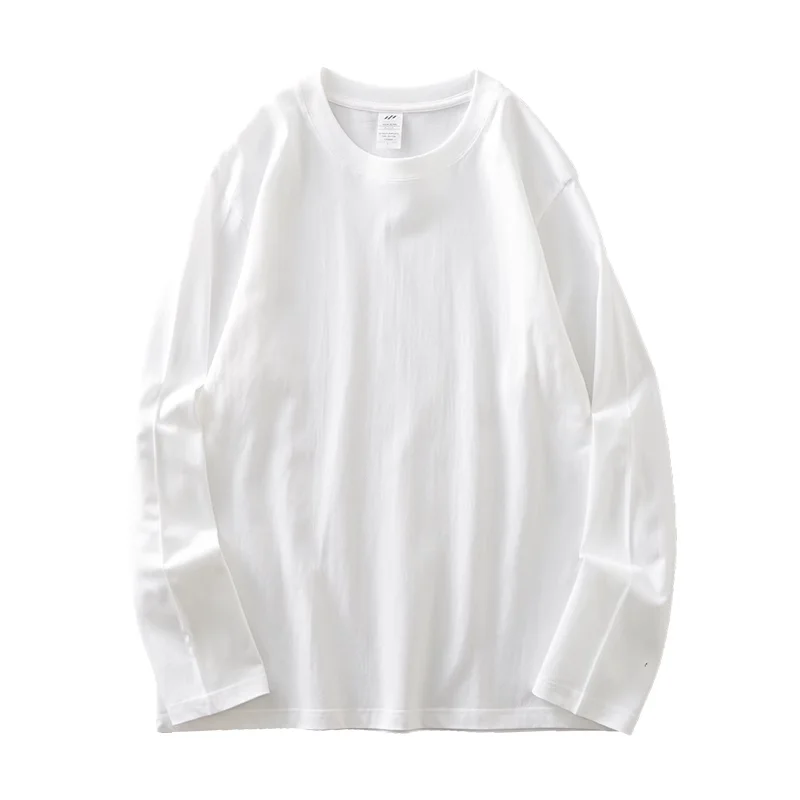 Чоловічі футболки з довгим рукавом DUKEEN 260 г, весна 2025, чиста бавовна, однотонна базова майка з круглим вирізом, чоловічі вільні топи, 11 кольорів