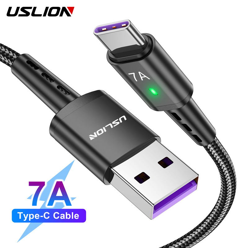 USLION 7A Fast USB Cable Type C Cable Fast Charging Data Cord Wire For MacBook Xiaomi Samsung USB to Type C Cable For Huawei