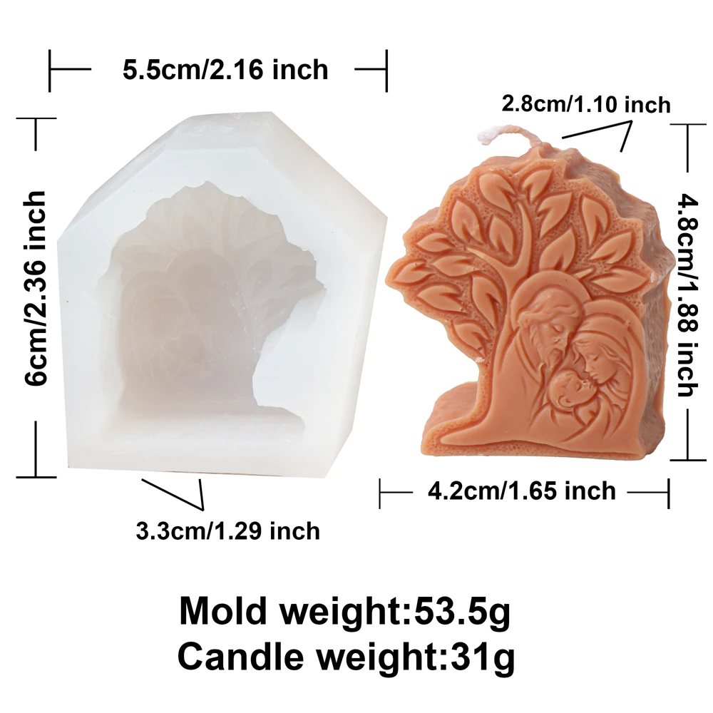 Moule En Silicone 3D Pour Scène De La Nativité - Pour Bougies, Savons, Chocolat - Rond