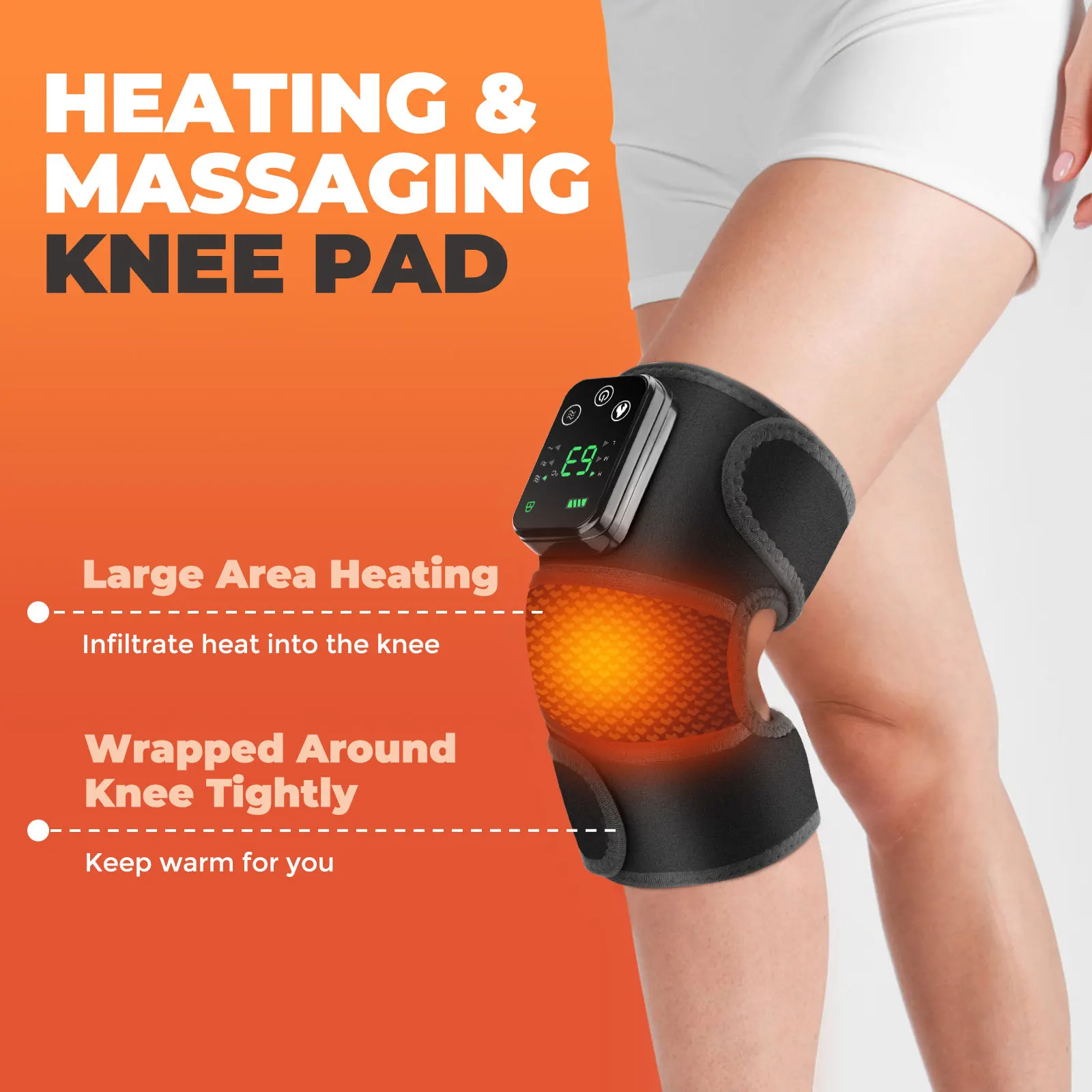 Heated Vibration Knee Massager 3-in-1 Knee Shoulder and Elbow Pad Multifunctional Heating Massage Pad Brace, Warming Gift