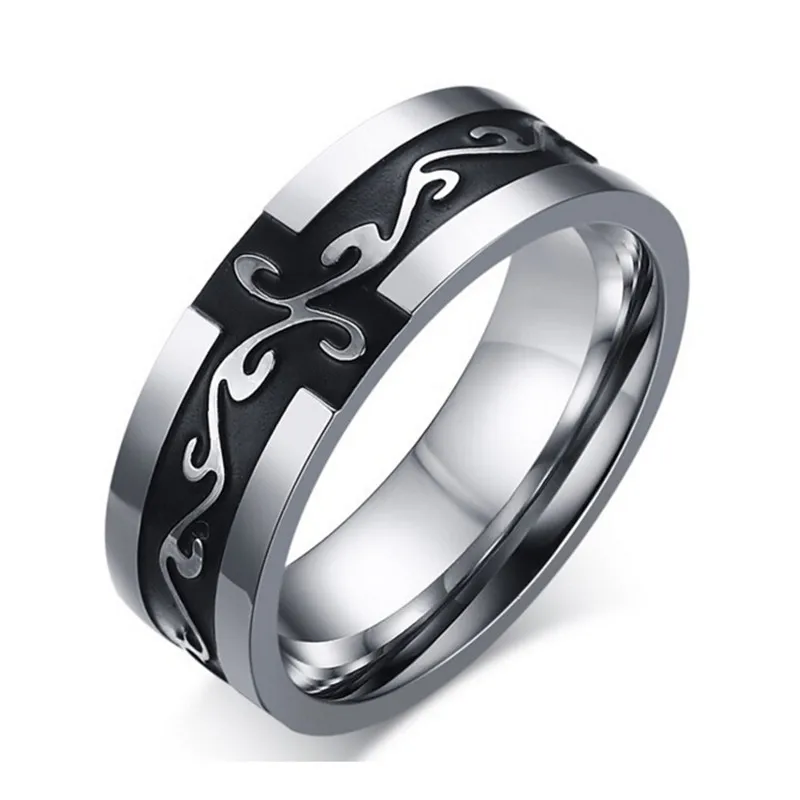 MOREDEAR 8MM Titanium Rings for Men and Women Birthday Gift triangular pattern discredit Ring 