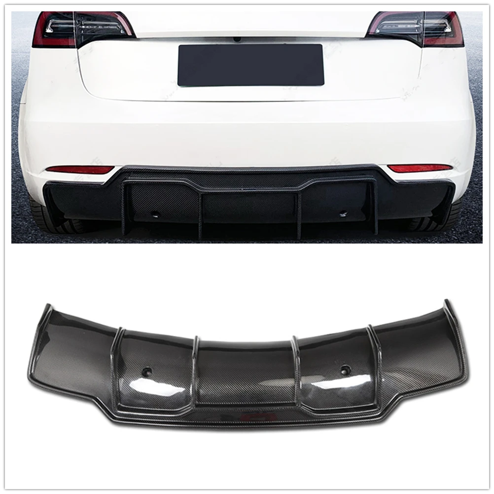 

For Tesla Model 3 Sedan 2017 2018 2019 2020 2021 2022 2023 Rear Bumper Diffuser Lip Real Carbon Fiber Boot Lower Spoiler Cover