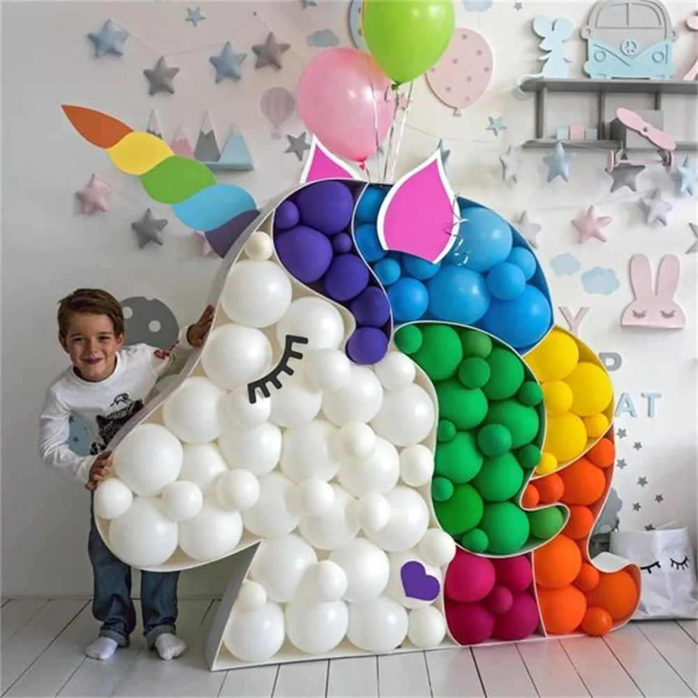 1Set DIY Unicorn Shape Balloon Filling Frame Box Unicorn Party Decorations  Balloon Set Baby Shower Softy Macaron Balloon Garland
